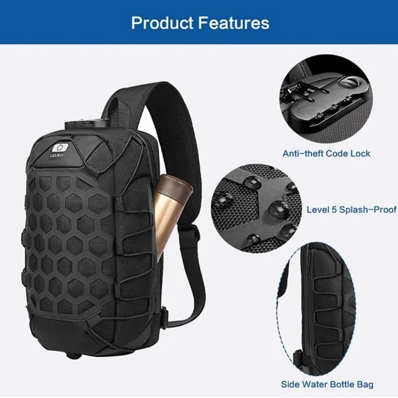 Sling Backpack USB Anti-Theft Men'S Chest Bag Casual Shoulder Bag
